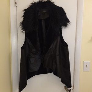 Black Faux Leather Draped Vest